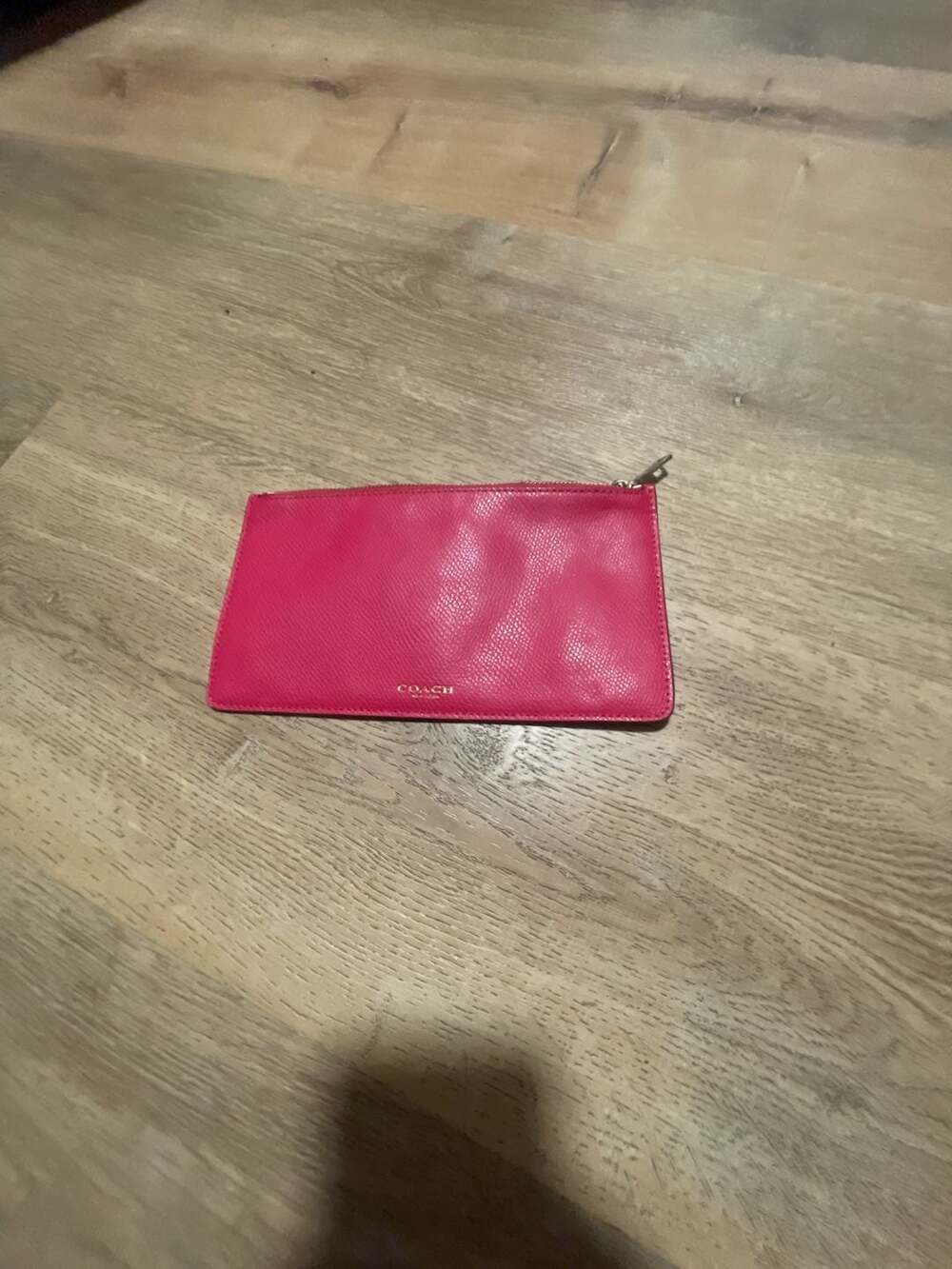 Coach Leather Zip Pouch Clutch Wallet Pink